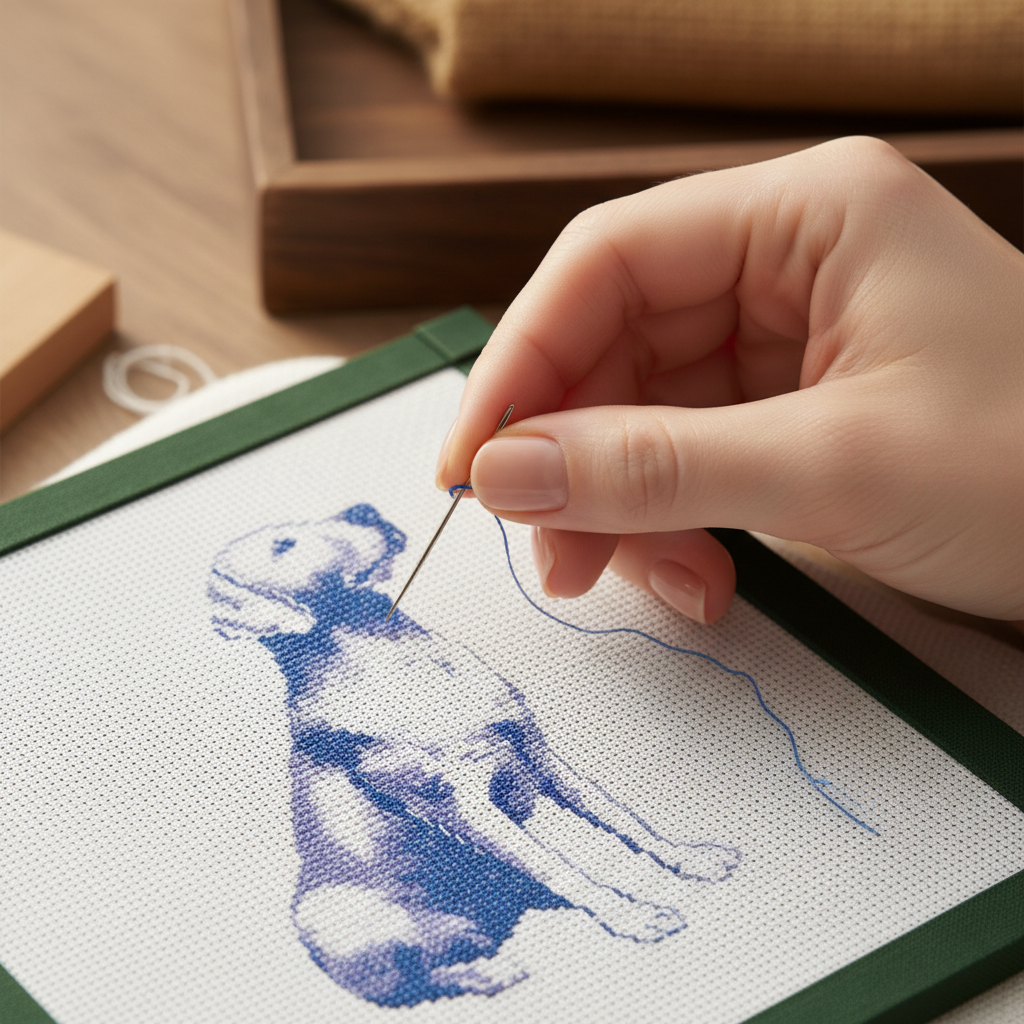 Vintage Blue Toile Labrador Retriever