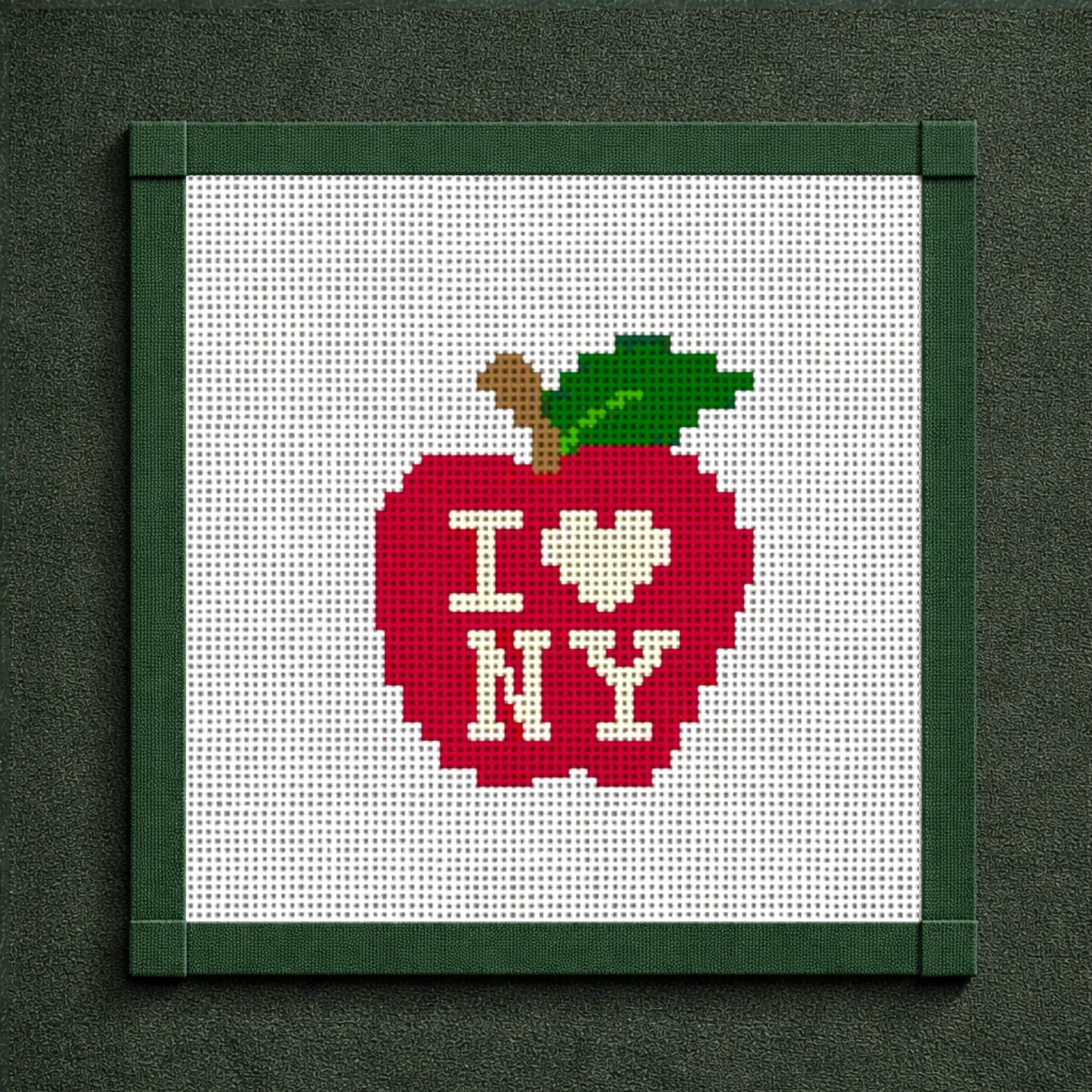 I Heart New York Needlepoint Canvas Kit — Big Apple NYC Souvenir Travel Gift — 14 Mesh Beginner Needlepoint