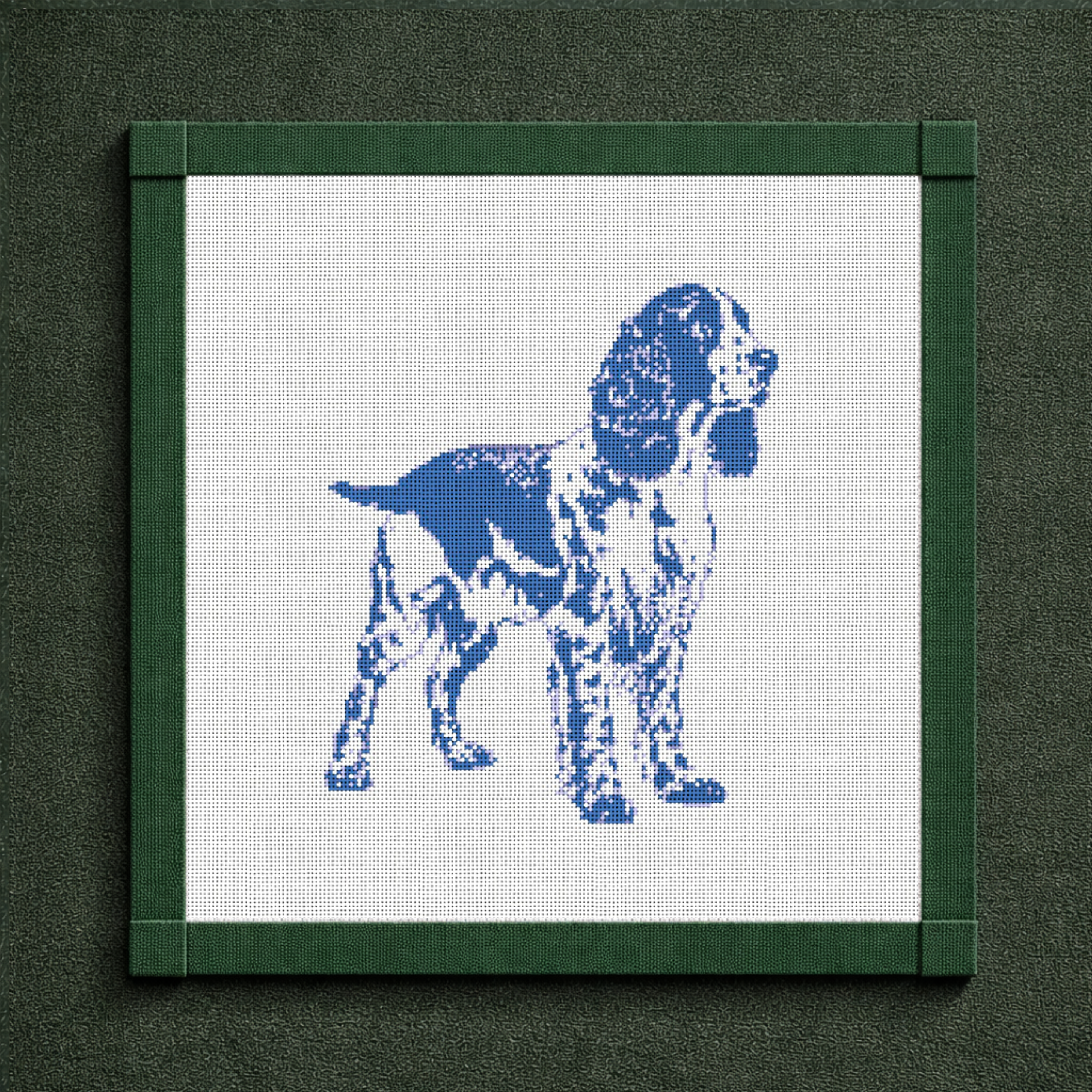 Vintage Blue Toile Springer Spaniel