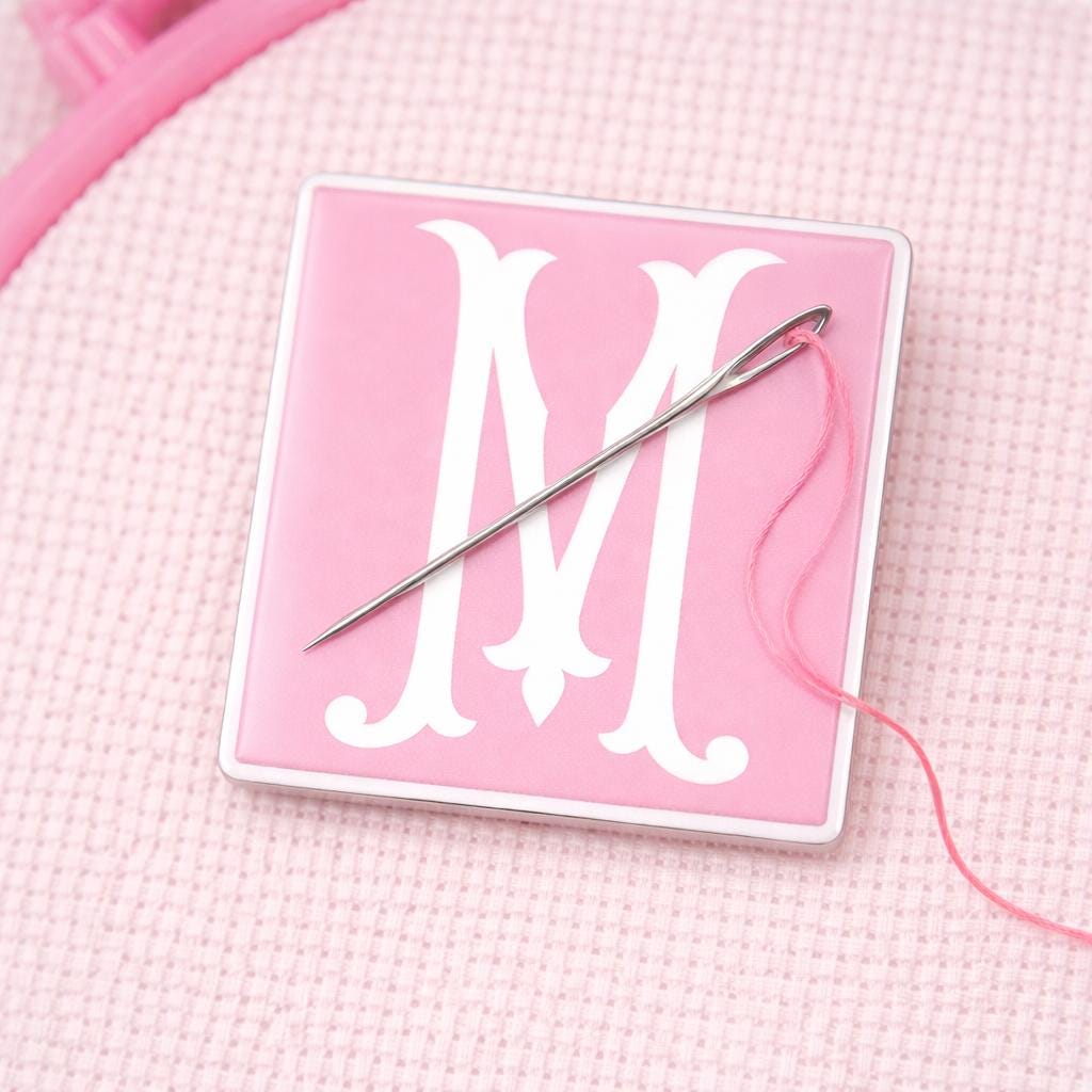 Monogram Needle Minder Pink or Blue Enamel Magnet Needlepoint Cross Stitch Quilting Granmillenial Cottagecore Crafting